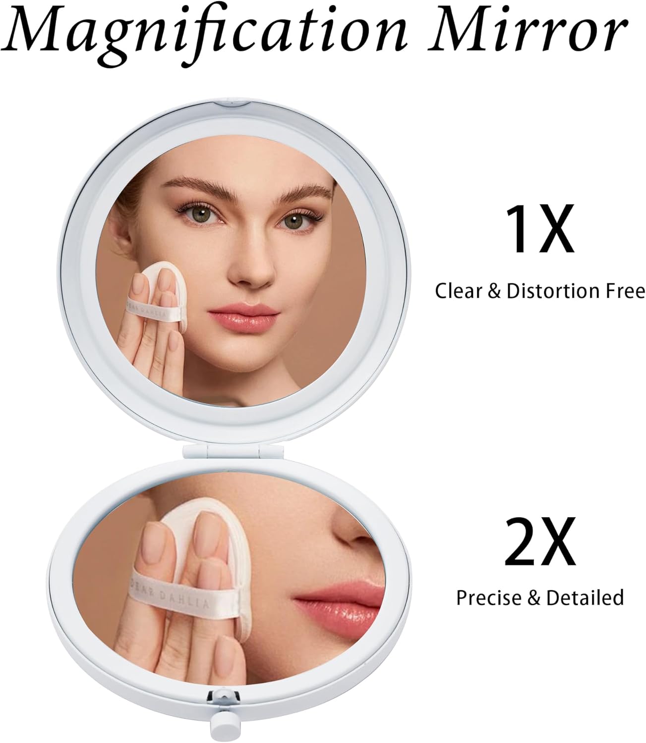 Compact Mirror, Pocket Travel Makeup Mirror for Purse, Metal Round Shell, 2-Sided 1X/2X Magnifying, Portable, Folding, Handheld, White,12 Pack