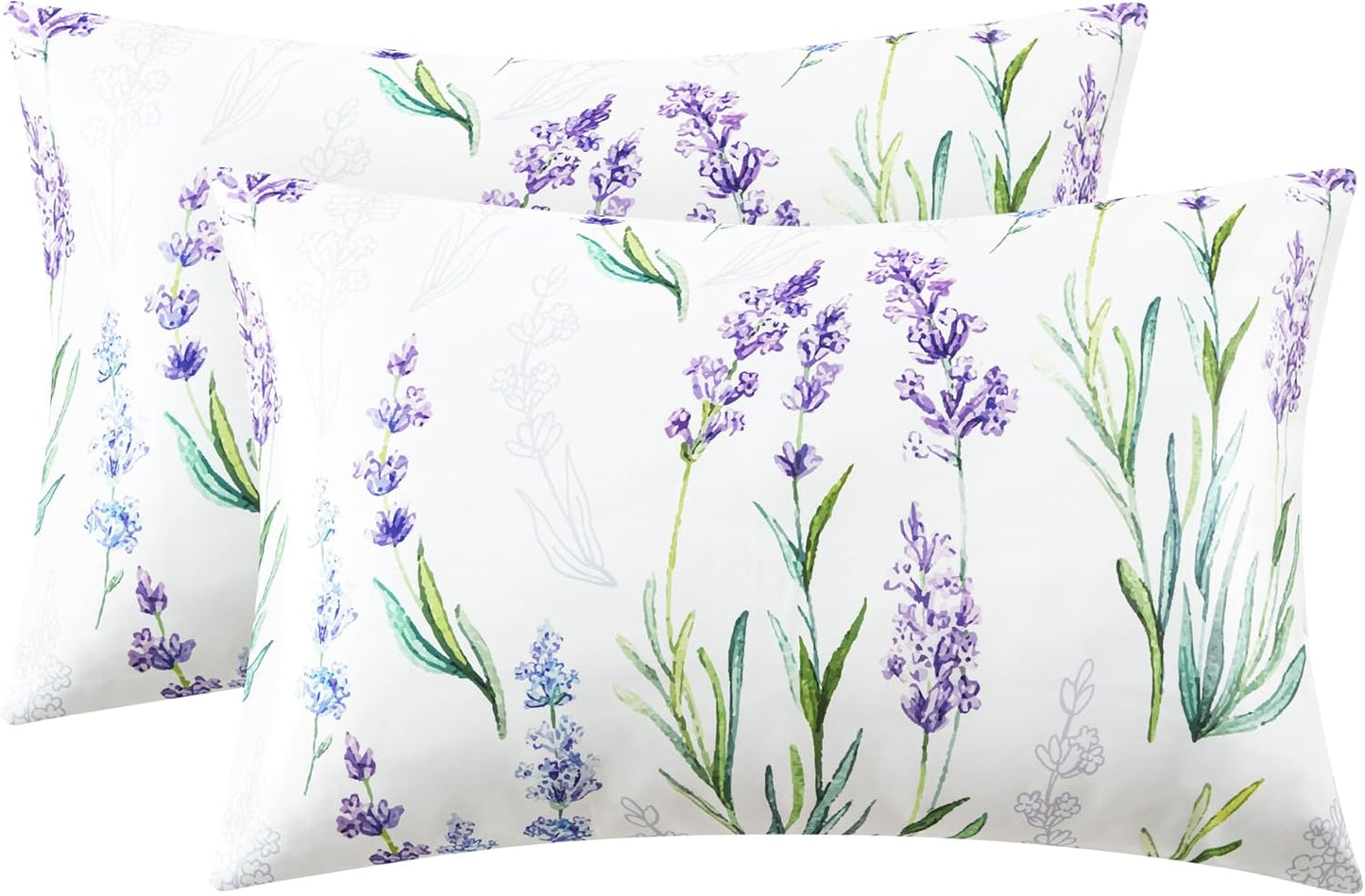 EXQ Home Satin Pillowcase for Hair and Skin King - Flower Printed Lavender Silk Pillowcase 2 Pack 20x40 inches - Satin Pillow Cases Set of 2 with Envelope Closure, Gifts for Women