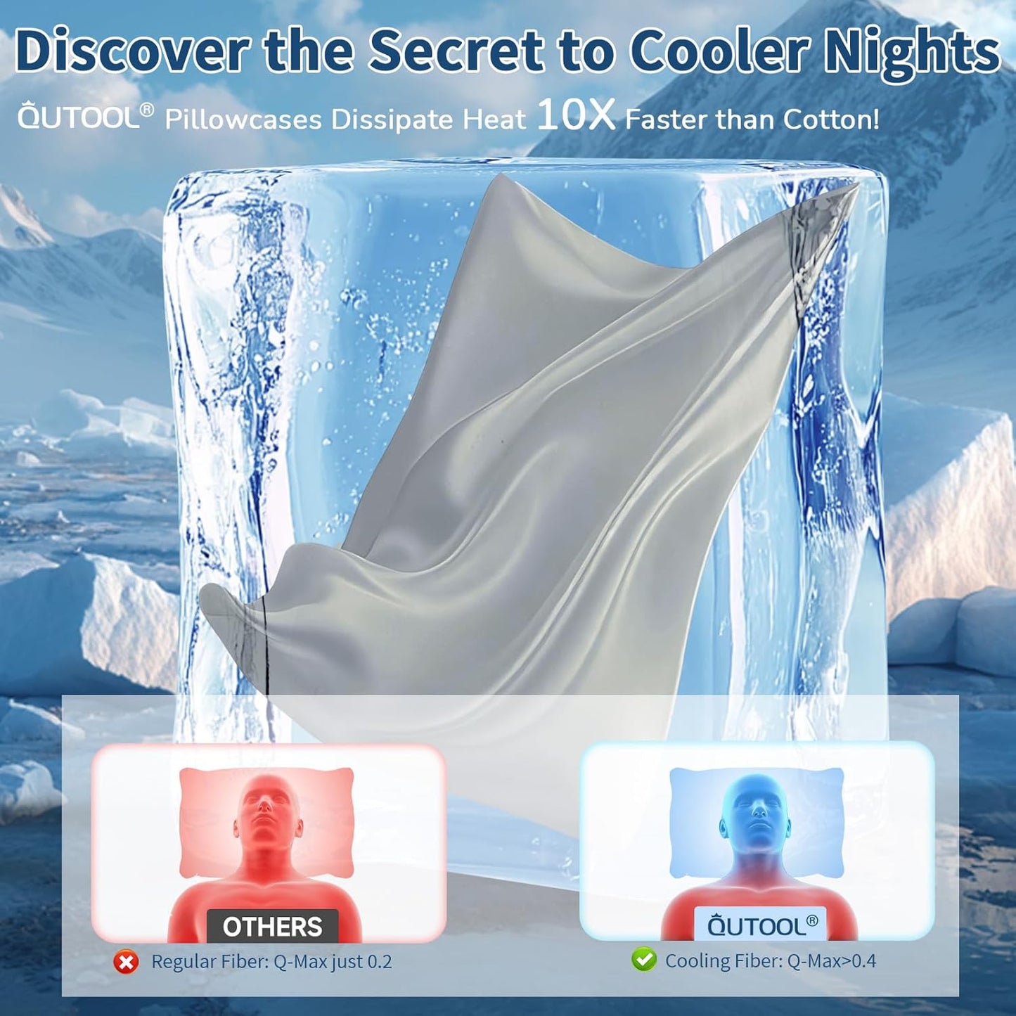 Cooling Pillow Cases 2 Pack for Hot Sleepers and Night Sweats, Ice Cool Pillow Covers Queen Size Set of 2 for Hair Skin Reduces Wrinkles & Frizz Softer Than Silk Pillow Cases, Envelope Closure, Gray