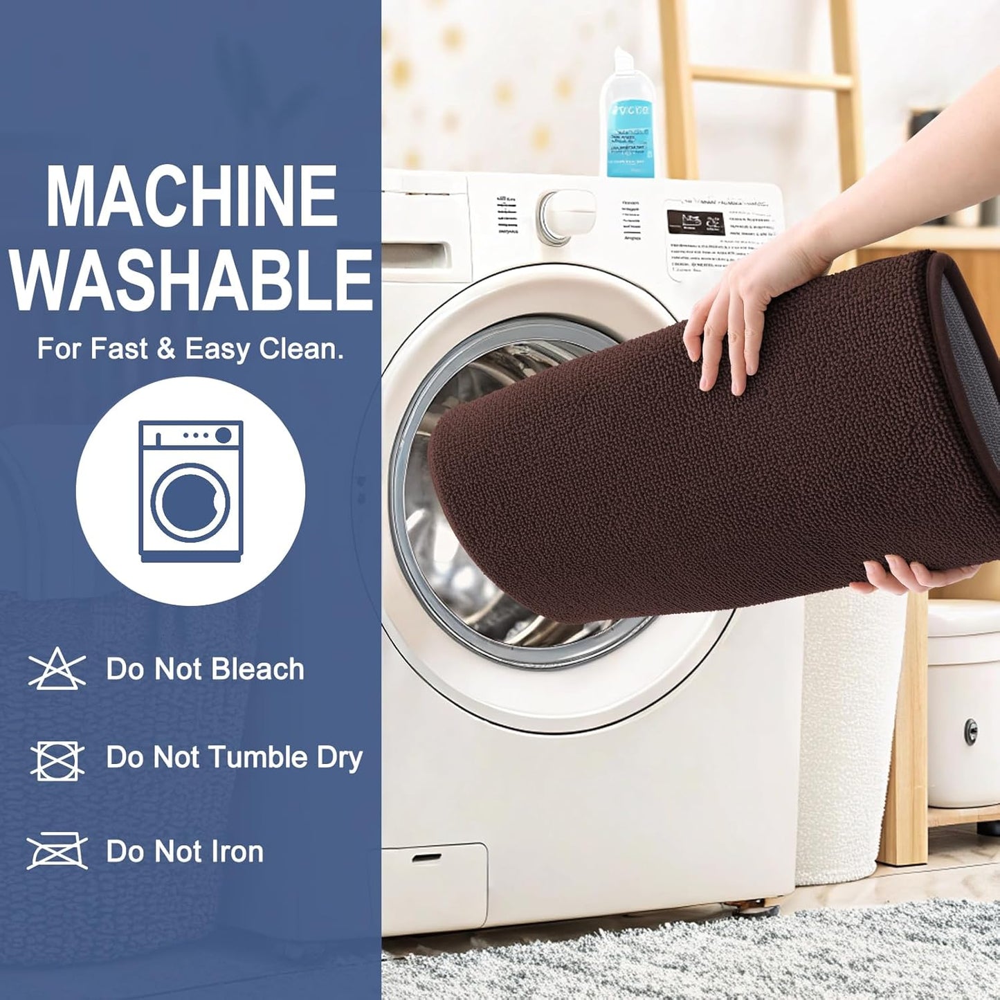 OLANLY Thick Memory Foam Bath Mat Rug 47x20, Extra Soft Absorbent Bathroom Rug, Quick Dry Bath Mats, Non-Slip, Machine Washable Carpet for Bathroom, Tub and Shower, Home Decor Accessories, Brown