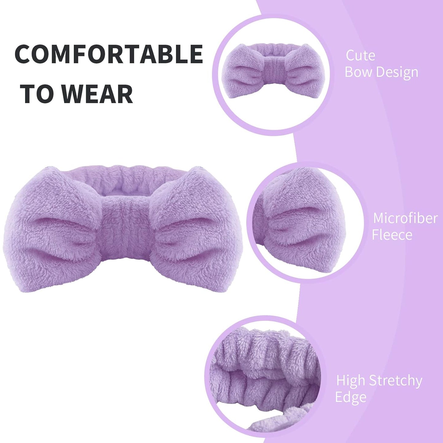 WSYUB Spa headband, Wristbands, Headband for Washing Face, 2pcs Wristlets for Sleeves Dry, Make up Headband,Purple