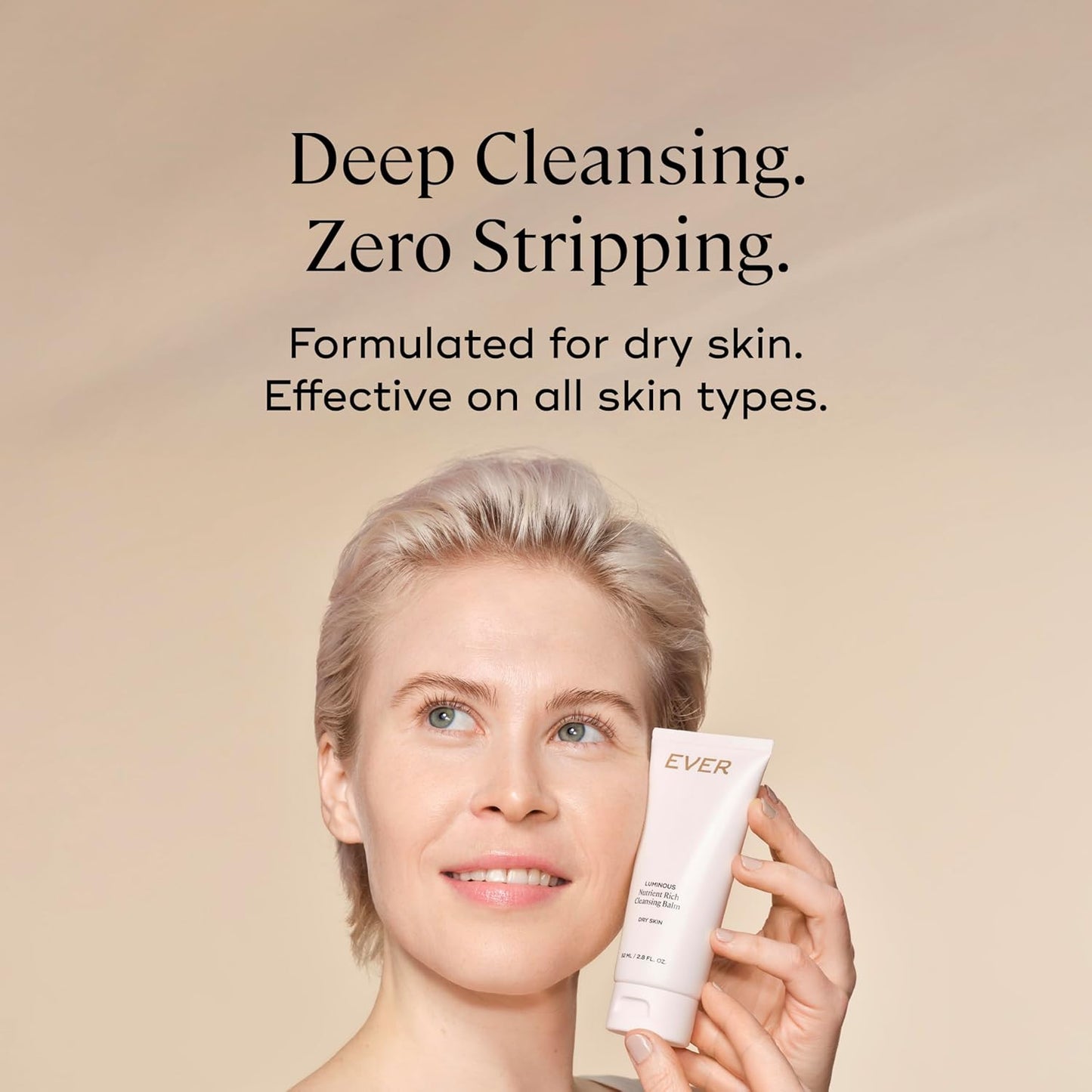 EVER Luminous Nutrient-Rich Cleansing Balm – Vitamin C & Sesame Oil Waterless Facial Cleanser to Remove Makeup, Dirt & Impurities – Nourishing Balm for Dry, Normal & Sensitive Skin, 2.8 fl oz