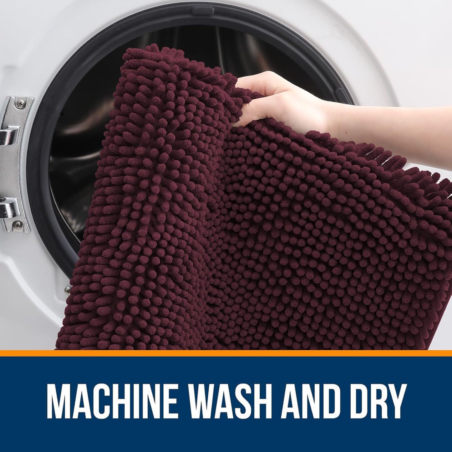 OLANLY Bathroom Rugs 30x20, Extra Soft Absorbent Chenille Bath Rugs, Rubber Backing Quick Dry, Machine Washable Bath Mats for Bathroom Floor, Tub and Shower, Home Decor Accessories, Black Cherry