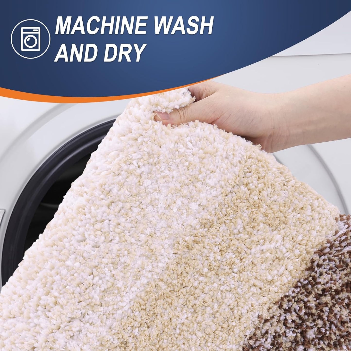 OLANLY Bathroom Rugs Mat 47x32, Extra Soft Absorbent Microfiber Bath Rugs, Rubber Backing, Quick Dry, Machine Washable Bath Mats for Bathroom Floor, Tub and Shower, Home Decor Accessories, Brown