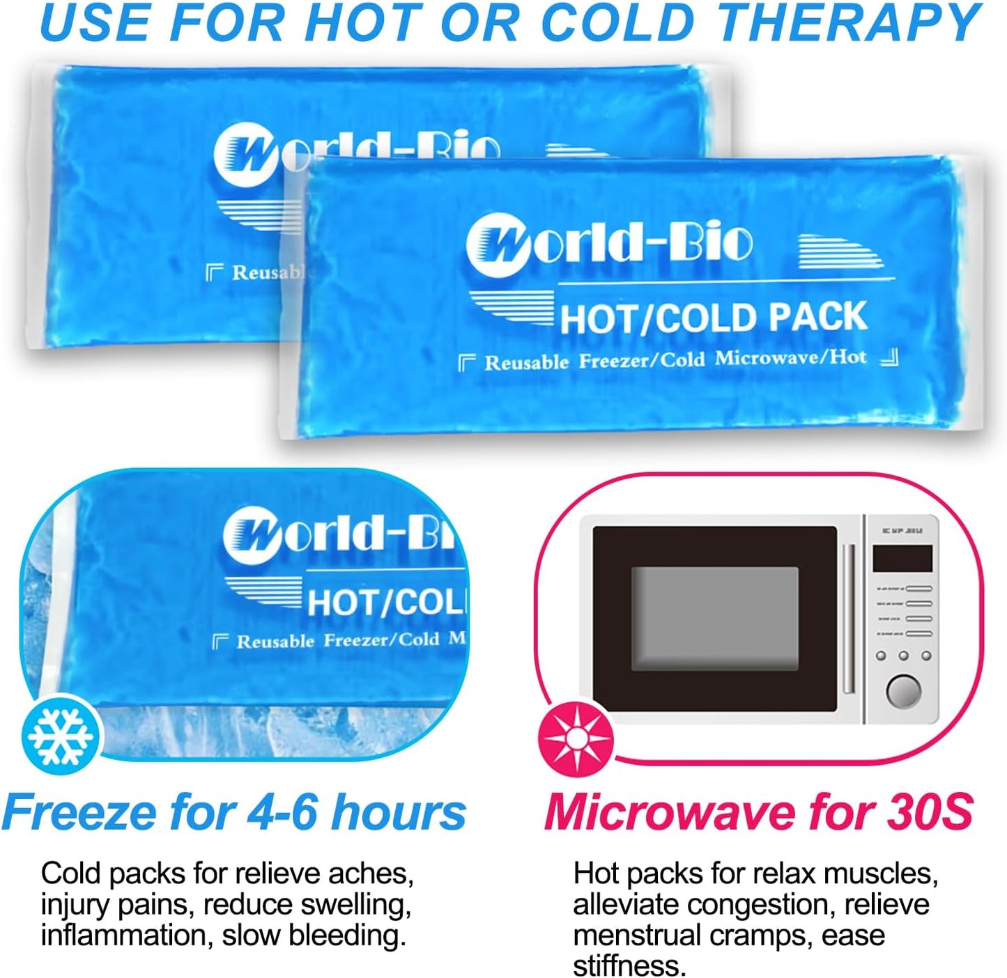 Gel Soft Flexible Ice Packs for Injuries Reusable, 2Pack-12" X 4.7", Freezer Cold Pack, Hot Cold Compress Cooling Gel Pad for Neck, Ankle, Knee, Leg, Shoulder, Elbow, Wrist, Feet Injury Pain Relief