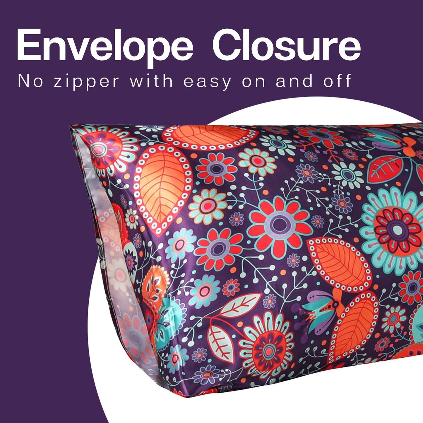 MR&HM Satin Pillowcase for Hair and Skin, Silk Satin Pillowcase 2 Pack, Standard Size Pillow Cases Set of 2, Silky Pillow Cover with Envelope Closure (20x26, Sunflower)