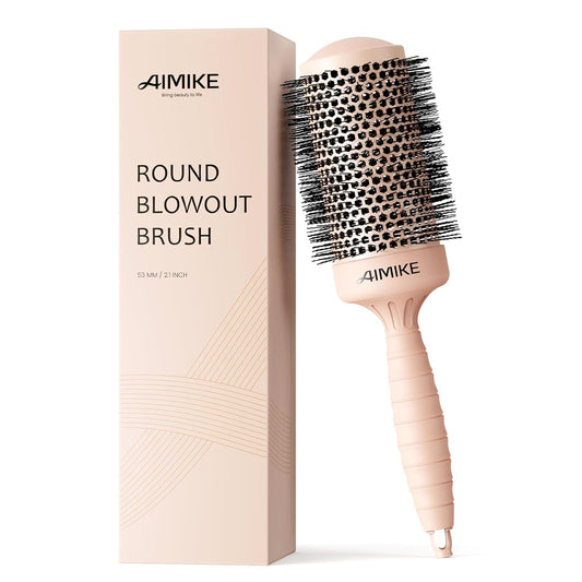 AIMIKE Round Hair Brush, 2.1 inch Nano Ion Thermal Ceramic Tech, Large Round Brush for Blow Drying & Styling, Maximum Volume and Shine, Barrel 2.1 inch, for Thick Curly Hair, Unisex