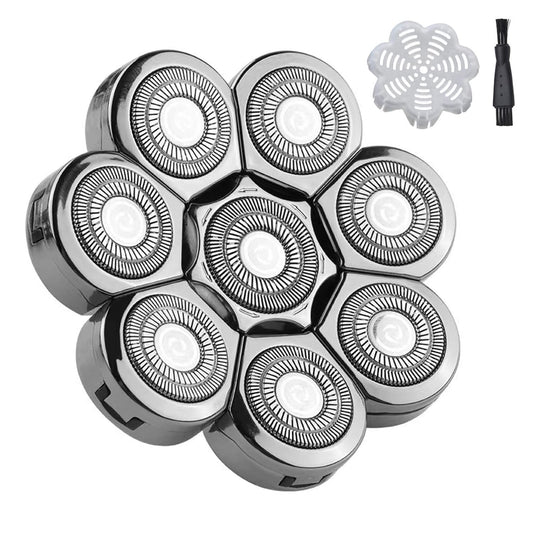 8 Blades Men's Electric Shavers Replacement Heads Razor replacement Blades for Bald Men Wet and Dry Compatible Waterproof (8D Silvery)