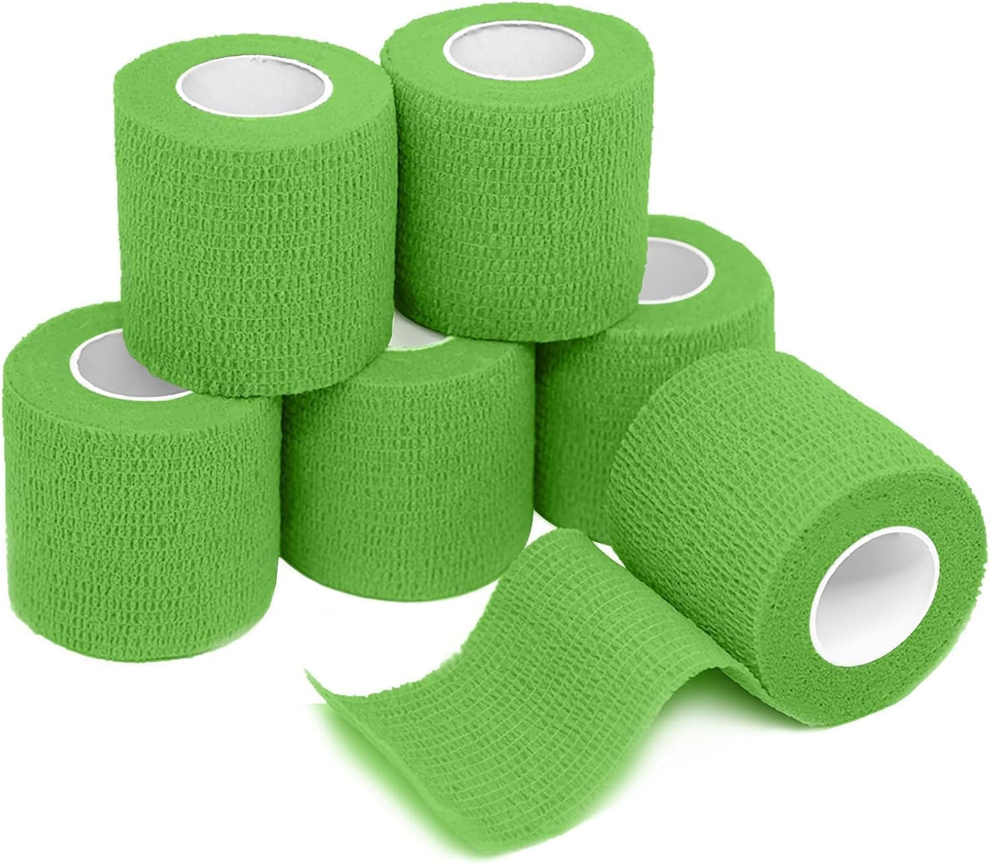 FriCARE Self Adhesive Bandage Wrap, Medical Tape in First Aid Kit, Cohesive Bandages for Wounds Sport Vet, 2 Inches X 5 Yards 6 Rolls, Emerald Green