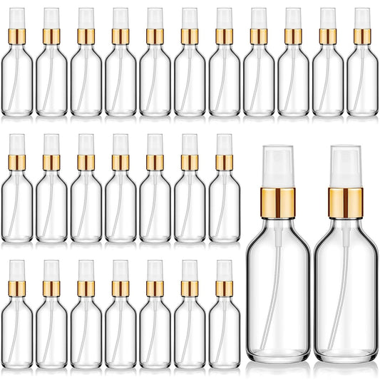 Roshtia 30 Pcs 2 oz/ 60 ml Clear Glass Spray Bottle Refillable Perfume Atomizer Clear Decorative Empty Bottles with Fine Mist Sprayer Pump for Face Body Travel