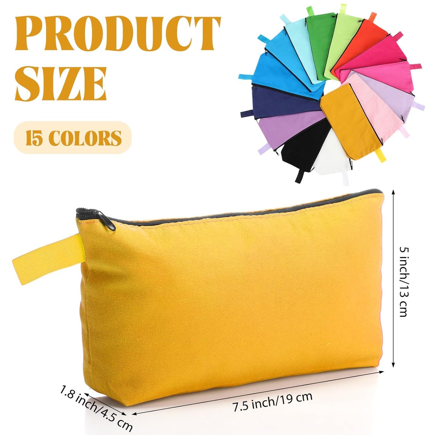 Saintrygo 30 Pcs Makeup Bag Travel Canvas Cosmetic Bag Bulk Multipurpose Small Makeup Pouch for Purse Portable Blank Zipper Toiletry Organizer DIY for Women Assorted Color(Novel,7.5 x 5 x 1.8 Inch)