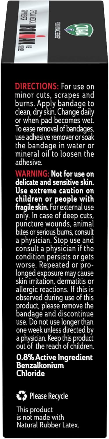 CURAD Performance Series IRONMAN Antibacterial Bandages, Extreme Hold Adhesive Technology, Knee & Elbow 3 inches x 3 inches, 10 Count, Ideal for Cuts, Scrapes, Sports, and Active Lifestyles