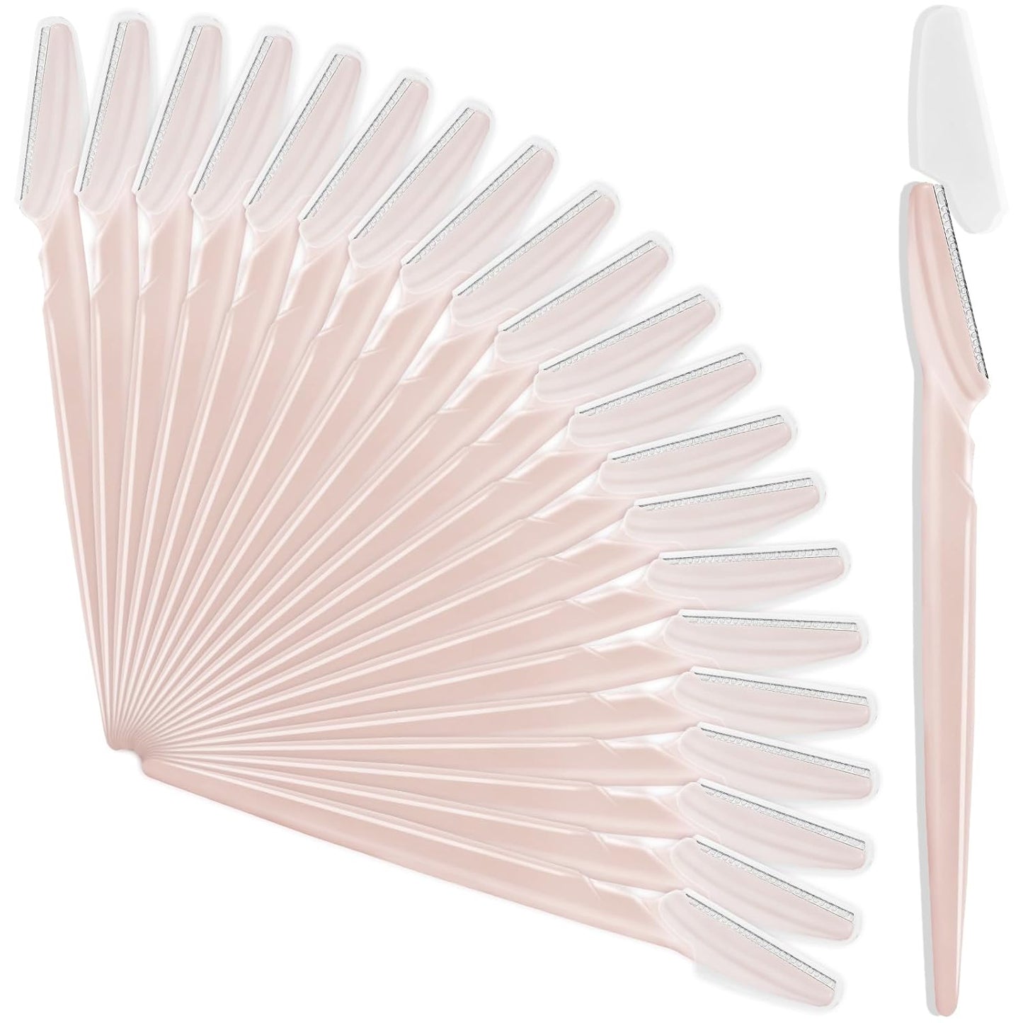 21 Pcs Eyebrow Razors, Face Razors Multipurpose, Exfoliating Dermaplaning Tools, Eyebrow Trimmers Shaver with Safety Cover, Facial Hair Removal for Women Men Body Use (Light pink)
