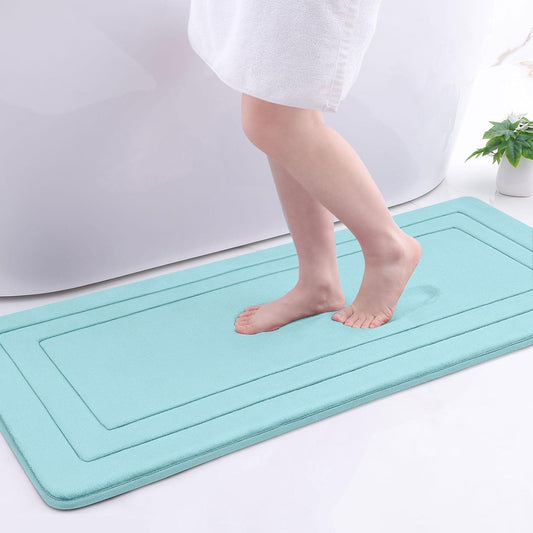 Arotive Memory Foam Bathroom Rug Mat 47x17, Ultra Soft and Absorbent Bath Mat, Machine Wash Dry, Comfortable Bath Rug Carpet for Bathroom Floor, Tub and Shower, Sky Blue