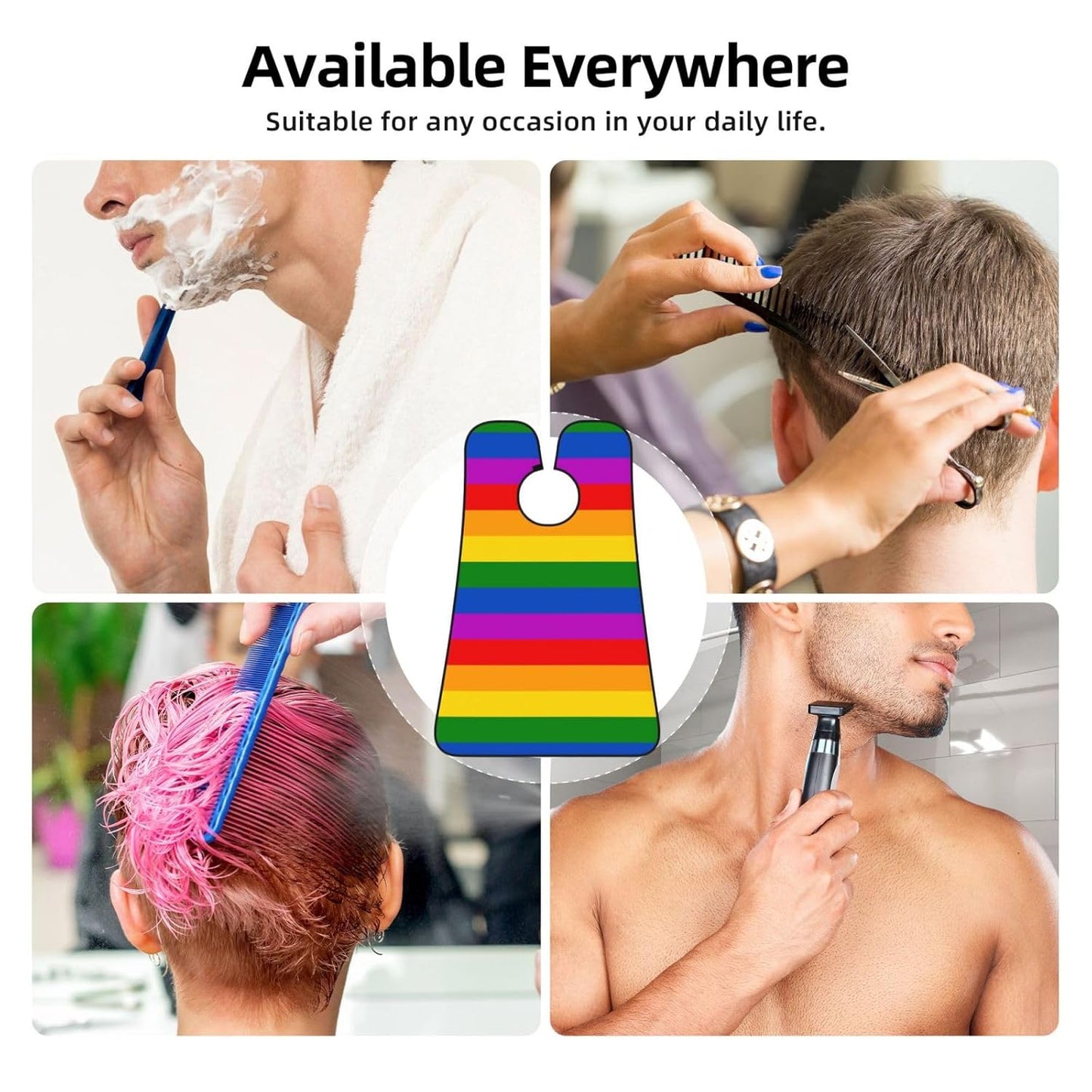 Rainbow Beard Bib Apron, Beard Hair Catcher For Men Shaving, Waterproof With Suction Cups