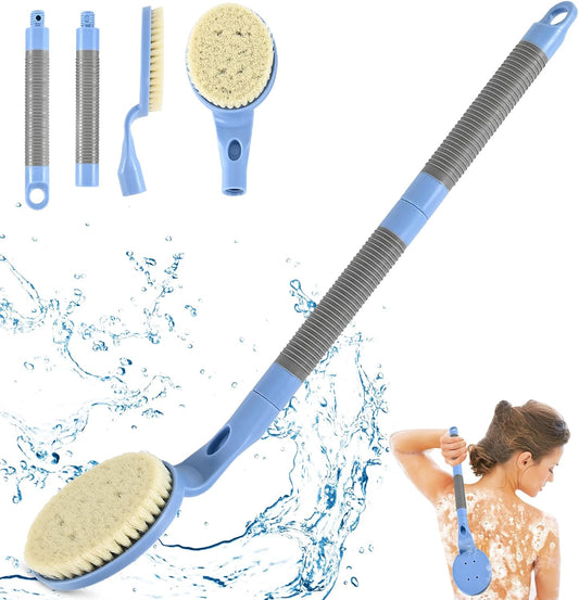 Back Scrubber Anti Slip for Shower, 21.7” Detachable Back Bath Brush for Shower, Back Scrubber, Exfoliation and Improved Skin Health for Elderly with Limited Arm Movement, Disabled (21.7” Blue)
