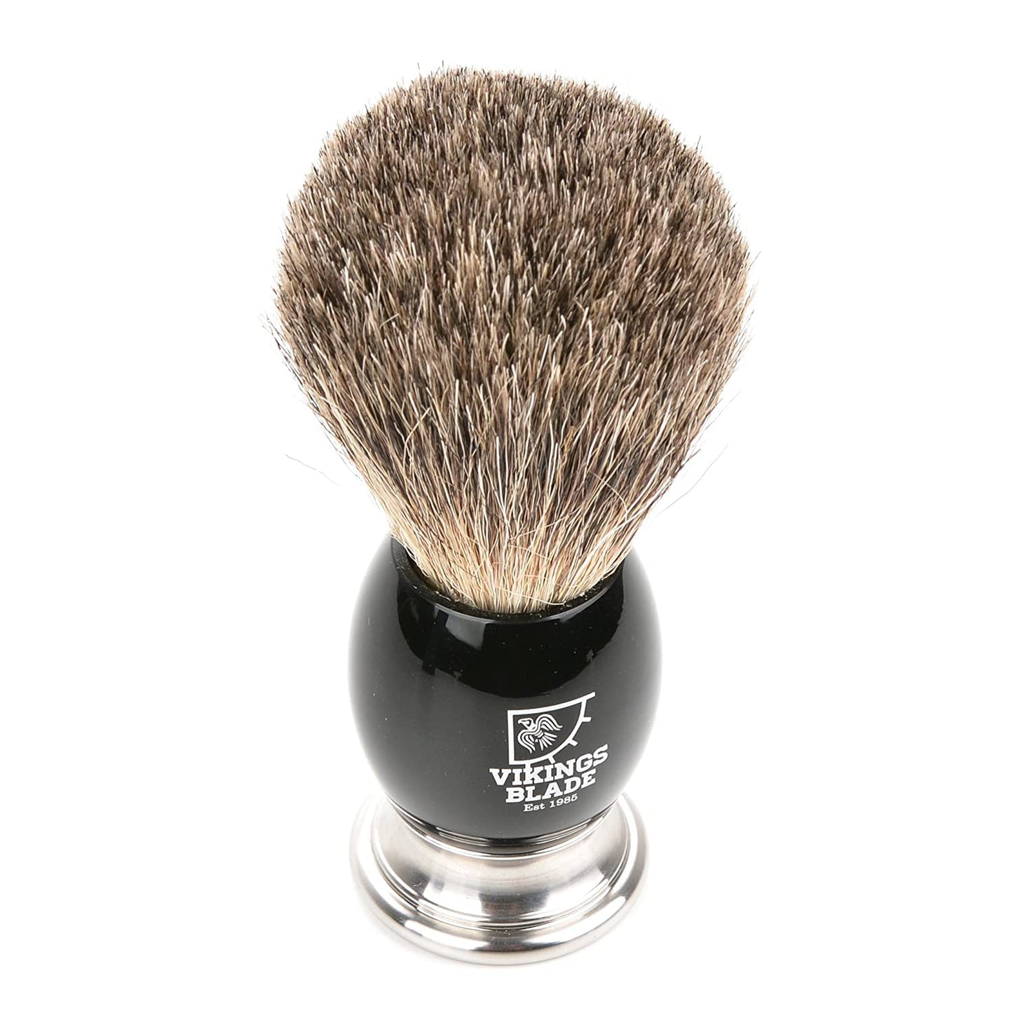 Luxury Shaving Brush for Men by VIKINGS BLADE, Ultra Heavy Acrylic & 316L Steel Handle, Super Strong Knot Backbone, Minimal Shedding, Fast Lather, Extremely Smooth & Plush on Skin (Dark Stallion)
