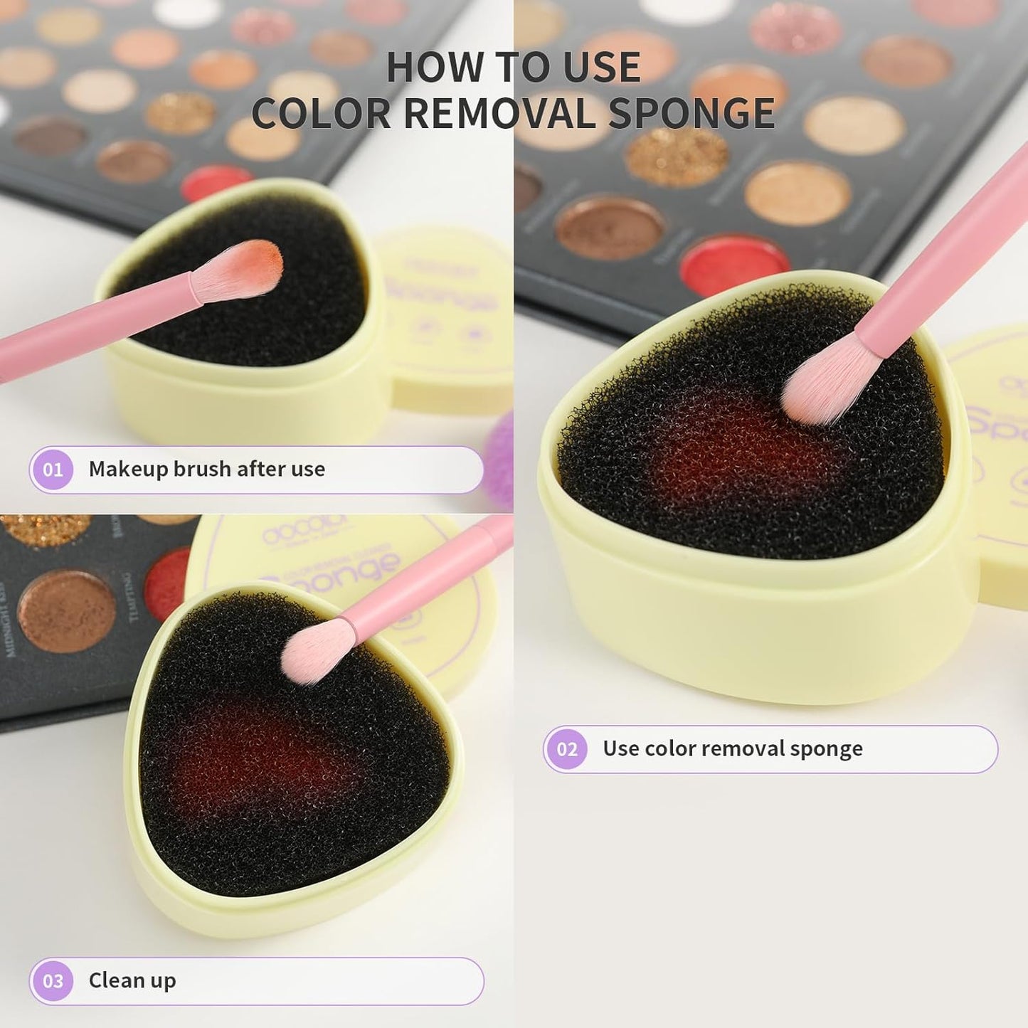 Docolor Makeup Brushes Cleaner Set Solid Soap Cleanser with Color Removal Sponge, Makeup Brush Cleaner Mat Brushes Shampoo for Cleaning Makeup Sponges, Brushes & Applicators Vegan (coconut oil)