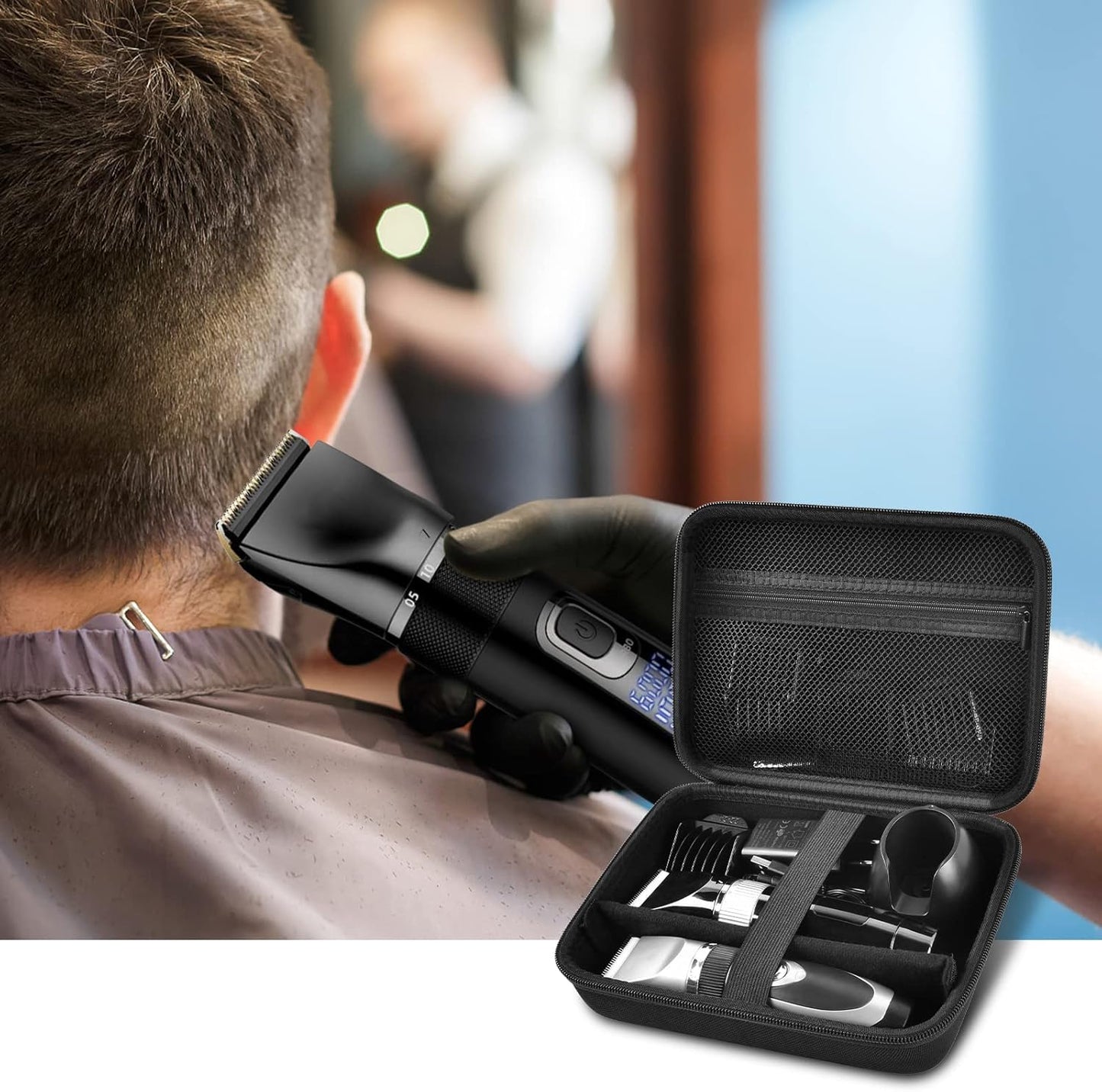 Case for Hatteker/for oneisall/for Ufre/for Limural Hair Clipper, Beard Trimmer Organizer Box for Men Hair Cordless Precision Shaver, with Inner Net Bag for Grooming Kit - Large(Case Only)