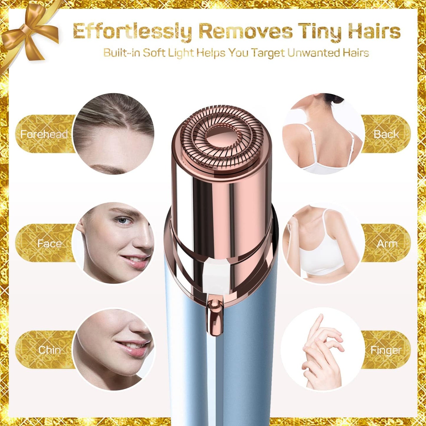 Gurelax Hair Remover for Women, Hair Removal Device, Facial Hair Removal for Women, Best Touch Face Shaver As Christmas Gift, Electric Upper Lip/Mustache Hair Remover, Included 2 x Replacement Heads