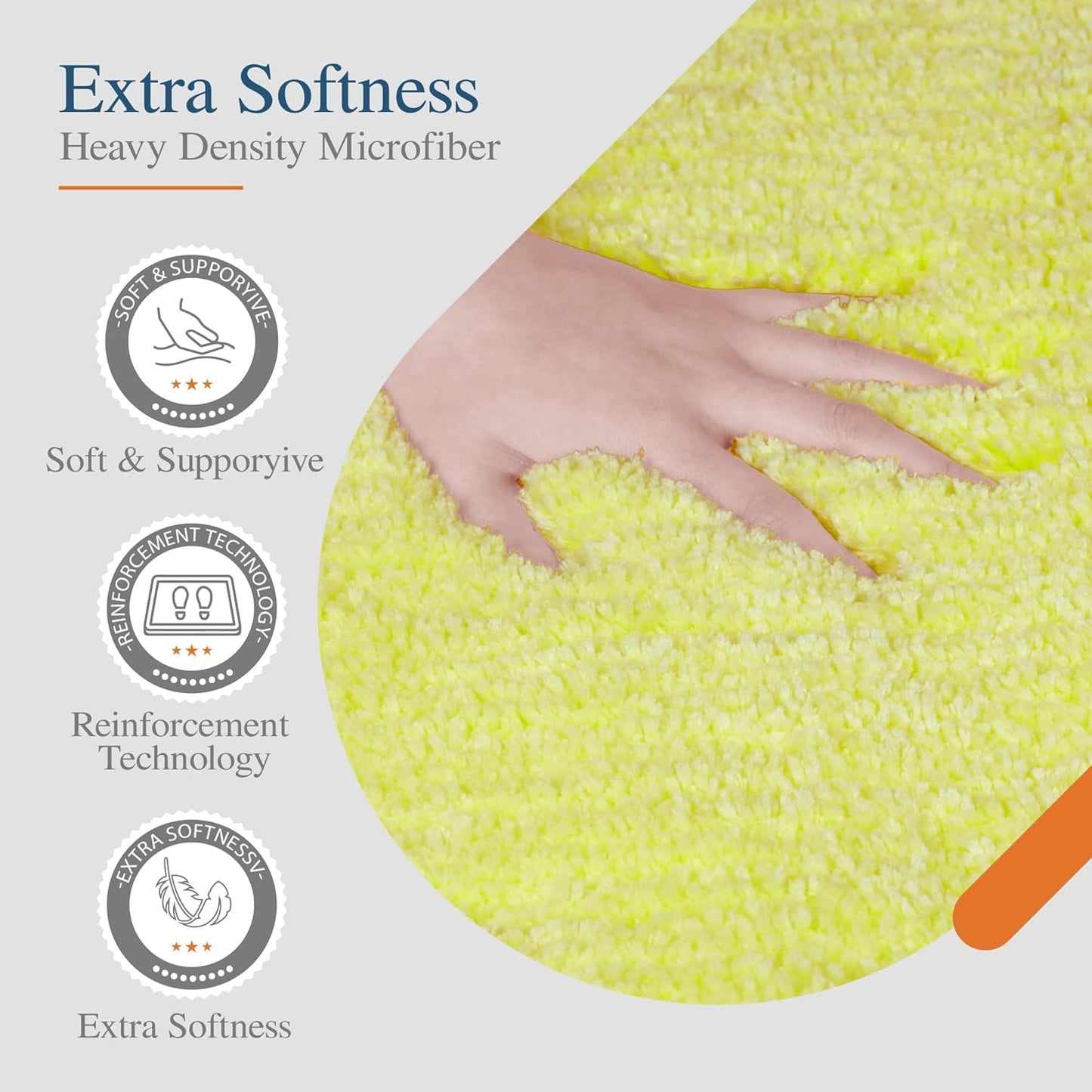 Walensee Large Bathroom Rug (24 x 36, Yellow) Extra Soft and Absorbent Shaggy Bathr Rug Machine Washable Microfiber Bath Mat Non Slip Bath Mat, Luxury Bathroom Floor Mats
