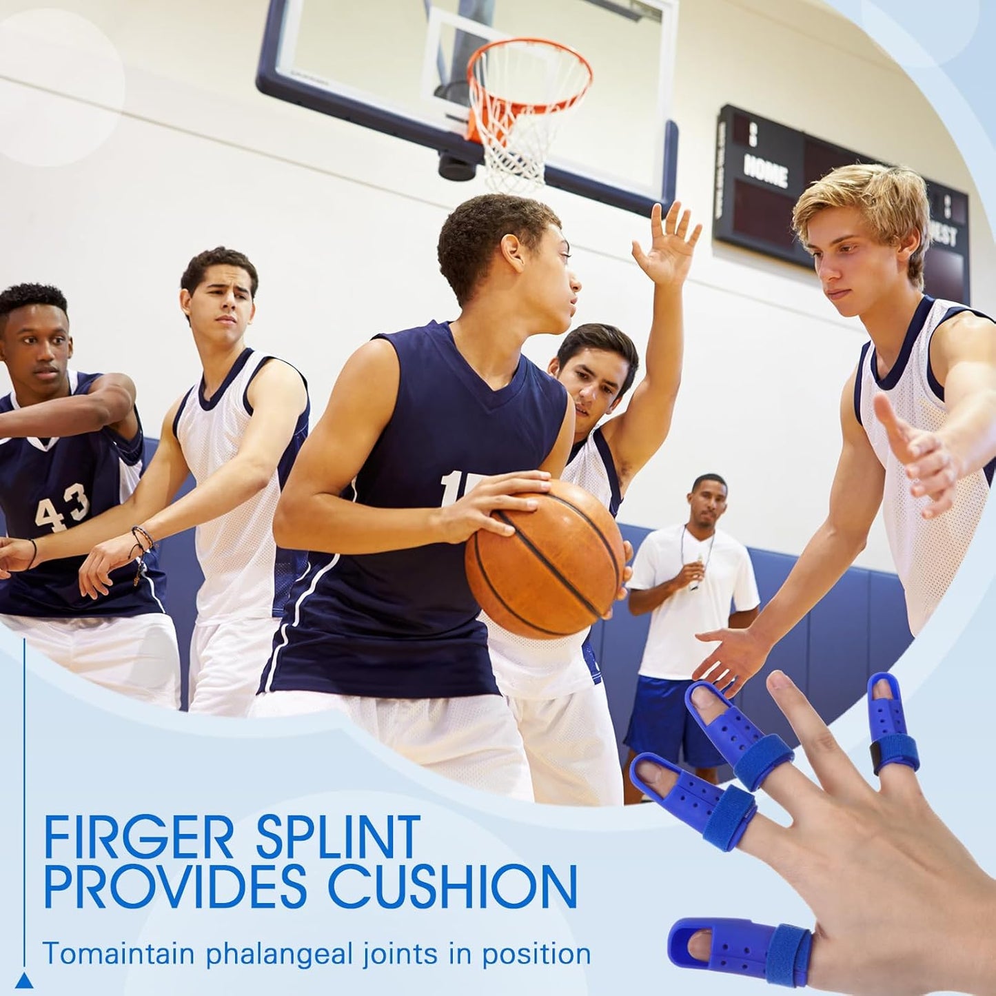 BBTO 10 Pcs Mallet Finger Splint, 5 Sizes Finger Support Brace Stabilizer Straightener Plastic Fingertip Protectors Arthritis Knuckle Immobilization for Thumb Pinky Middle Index Ring(Dark Blue)