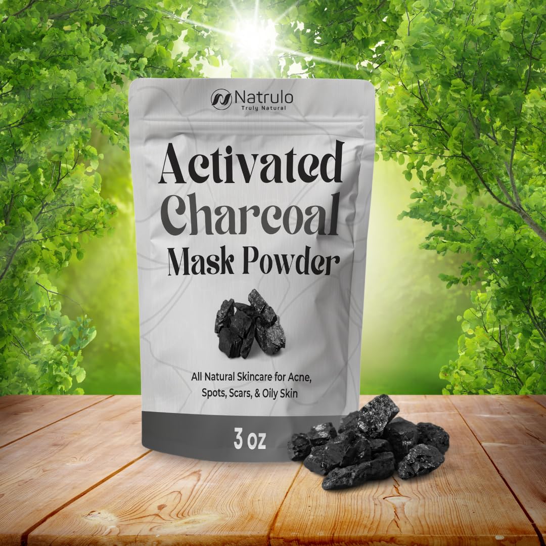 Charcoal Face Mask – Natural Black Mask with Bentonite Clay – Deep Cleansing, Blackhead Remover, Pore Reducer for Acne, Oily Skin & Scars – Hydrating, Exfoliating Detox Facial Skincare – Made in USA