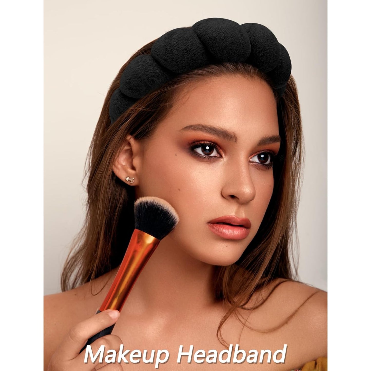 VELSCRUN Spa Headband, Makeup Face Wash Skincare Headbands, 5 Pcs Sponge Get Ready Snail Hairband Facial Wristband Hair Clip Set, Stuff for Teen Girls Women Trendy Hair Accessories Black