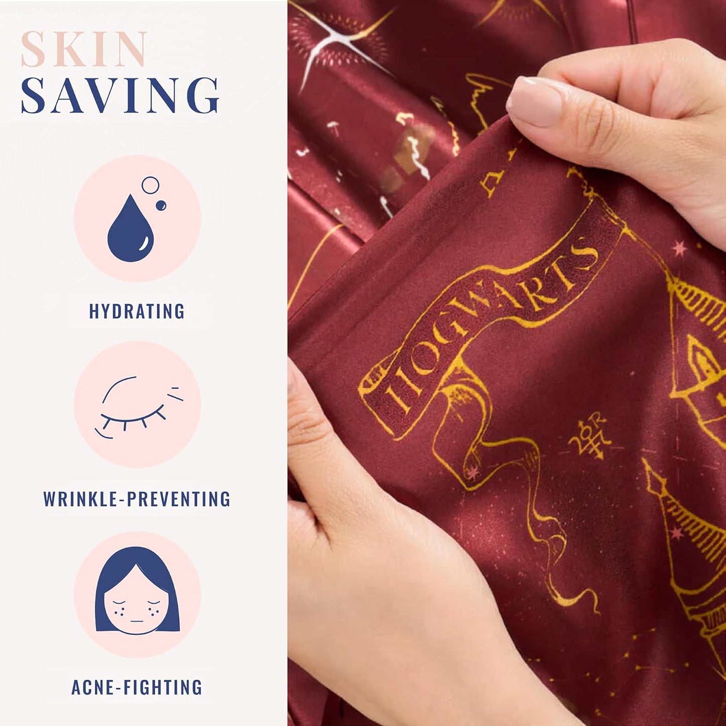 Blissy Silk Pillowcase - 100% Pure Mulberry Silk - 22 Momme 6A High-Grade Fibers - Silk Pillow Cover for Hair & Skin - Regular, Queen & King (Harry Potter - Marauder's Map, King)