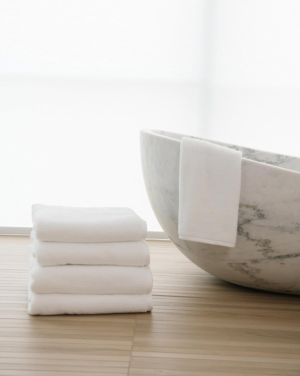 Cozy Earth Ribbed Bath Sheet Set - 60% Cotton 40% Viscose from Bamboo Bath Sheets - Soft & Absorbent Textured Ribbed Pattern - 2 Pack White