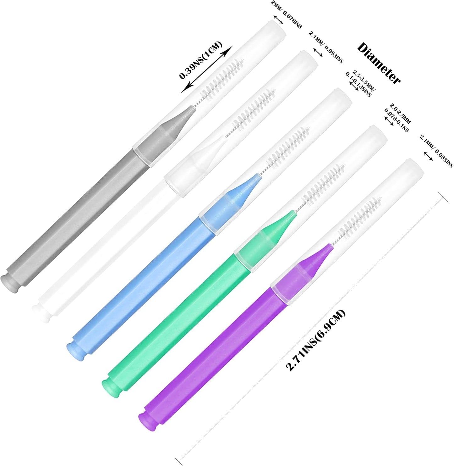 EasyHonor Braces Brush for Cleaner Interdental Brush Toothpick Dental Tooth Flossing Head Oral Dental Hygiene Flosser Toothpick Cleaners Tooth Cleaning Tool (5 Cool Colors,75pcs)