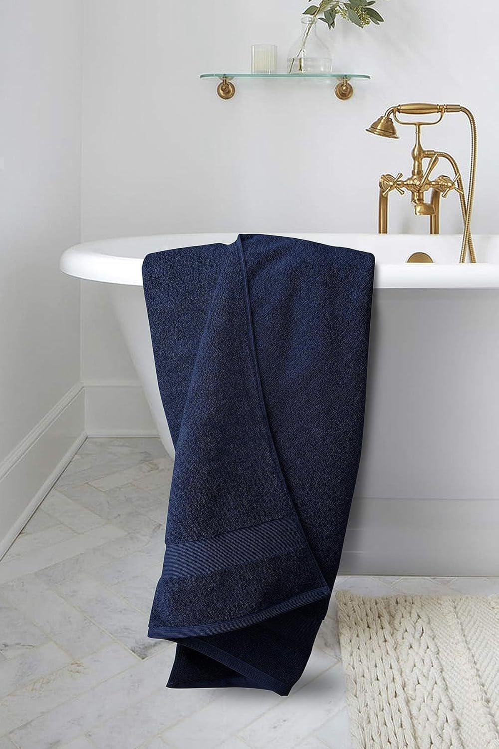 Softolle Luxury Bath Towels Set of 4 (27” x 54”) | Towels for Bathroom | Super Soft | Highly Absorbent Towels for Home, Spa, Gym (Navy Blue)