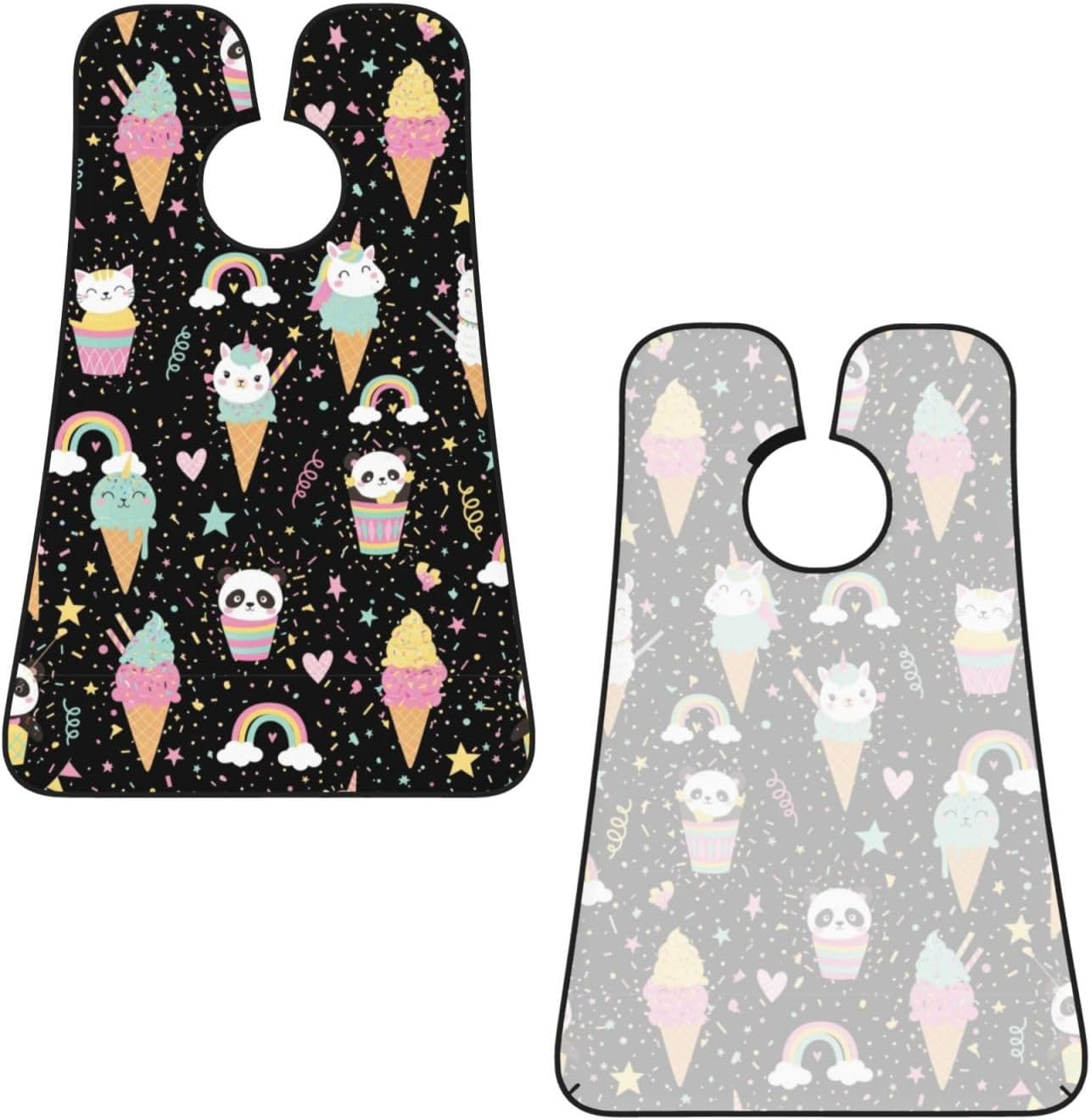 Beard Trimming Hair Catcher, Ice Cream Animals Cat Panda Unicorns Colorful Polka Dots Black Shave Bib, Non-Stick Bib Apron Waterproof, Shaving Tool for Men for Husband Father’s Day