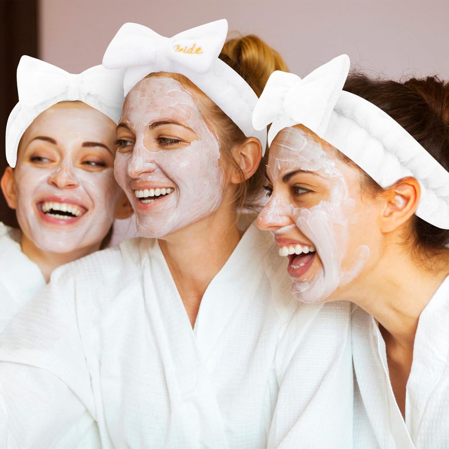 CIEHER 8 Pcs White Spa Headbands Bachelorette Party Favors for Bride Bridesmaid