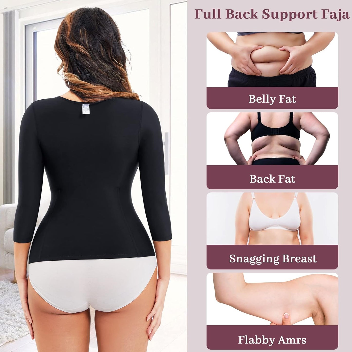 RDSIANE Waist Slimming Girdles Tummy Control Body Shaper Waist Trainer Bodysuit With Arms Compression For Post Surgery