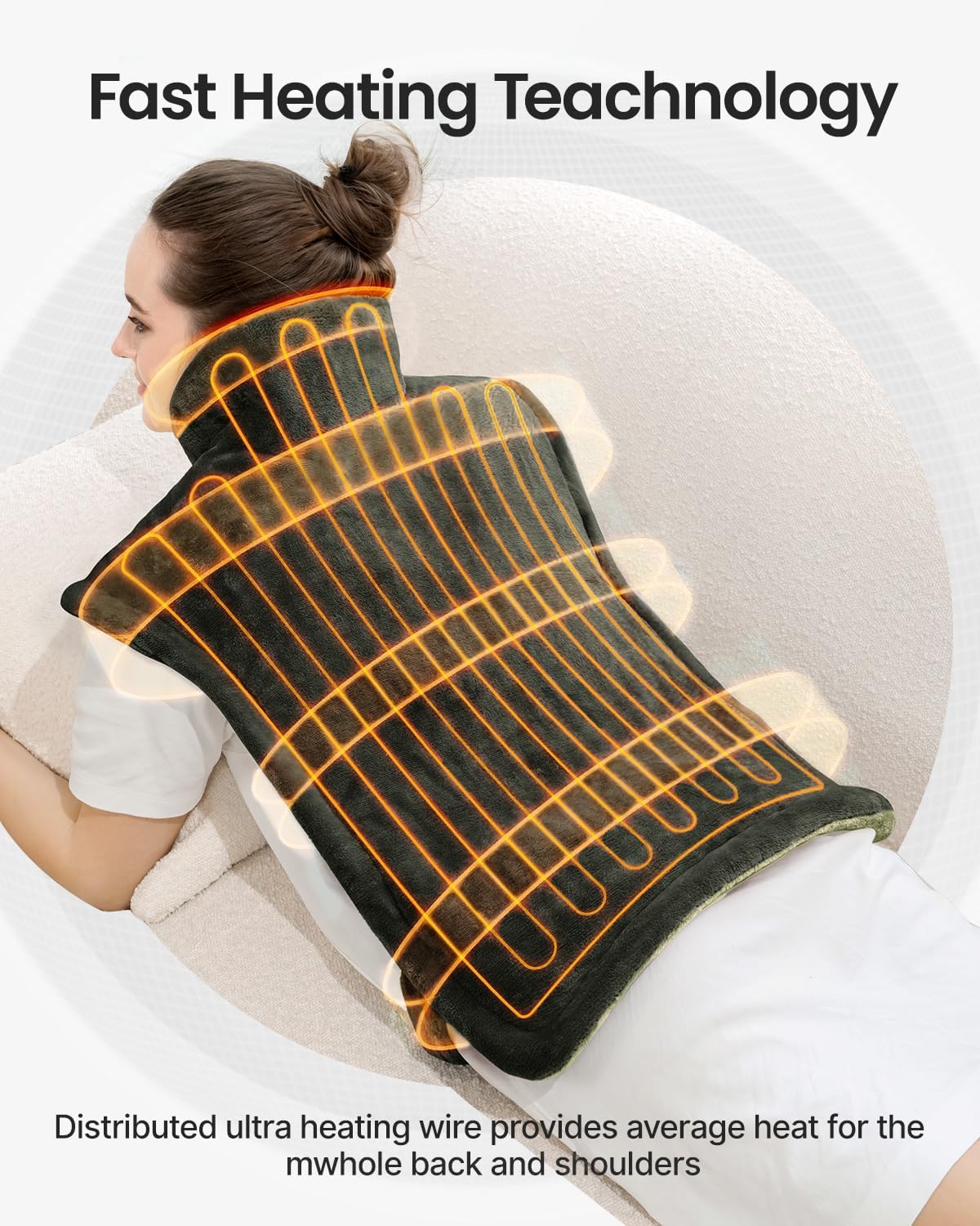 RENPHO Heating Pad for Back Pain & Period Cramps,Birthday Christmas Gifts for Women Men Mom Dad Seniors, FSA Eligible, Weighted Heat Pad for Neck and Shoulders, 24"x33", ETL Certified, Green