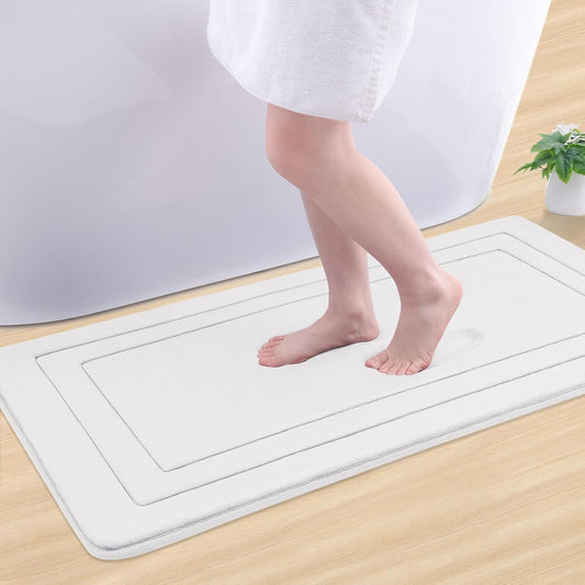 Arotive Memory Foam Bathroom Rug Mat 44x24, Ultra Soft and Absorbent Bath Mat, Machine Wash Dry, Comfortable Bath Rug Carpet for Bathroom Floor, Tub and Shower, Ivory