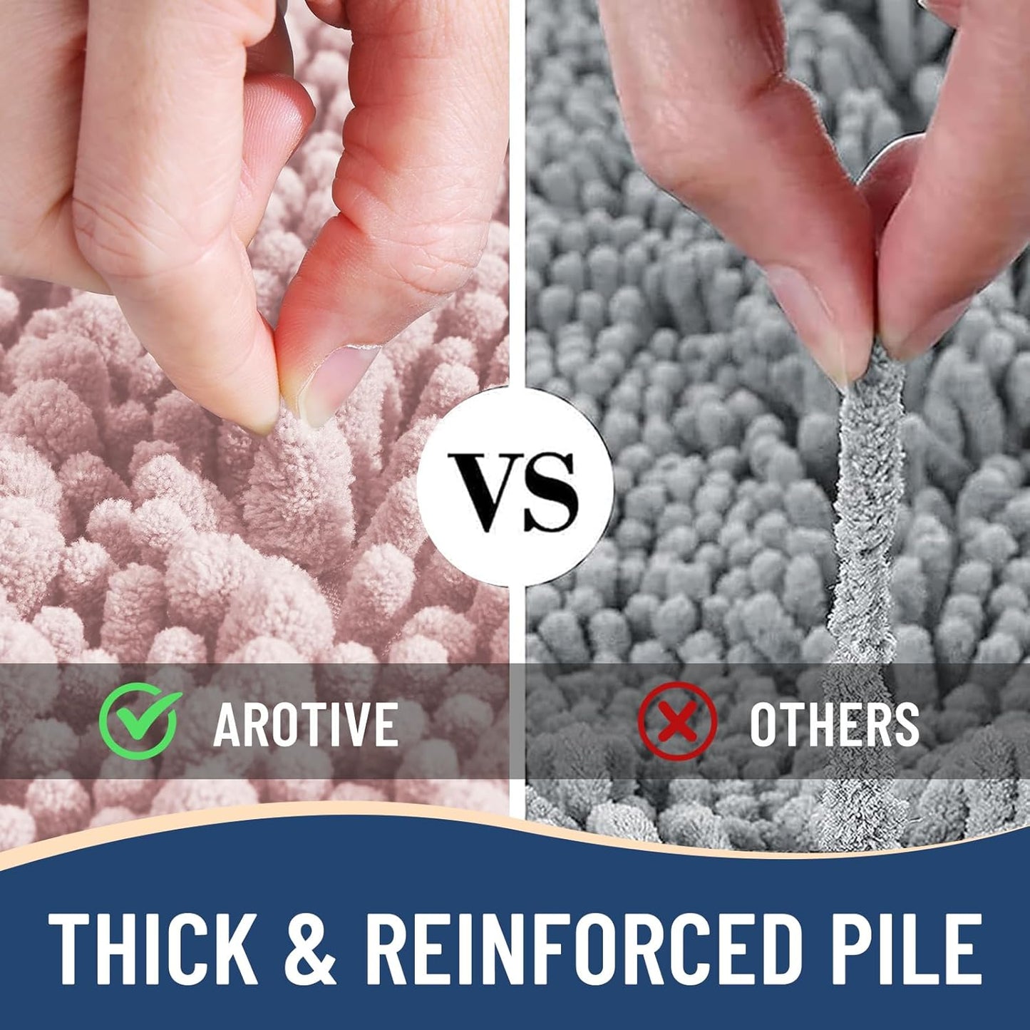 Arotive Luxury Chenille Bathroom Rug Mat, Extra Soft Thick Absorbent Shaggy Bath Rugs, Non-Slip Machine Wash Dry, Plush Bath Mats for Bathroom, Shower and Tub, 36x24, Dirty Pink