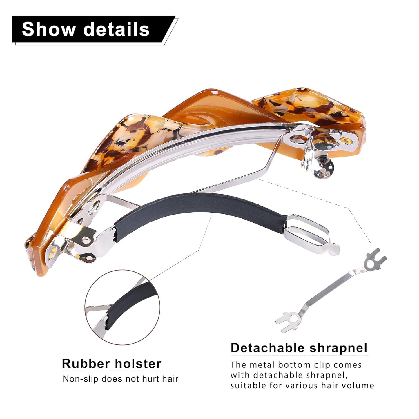 3 Pcs Barrettes for Women - Large French Hair Pins, Retro Clasps for Thick Hair Accessories (mahua5)