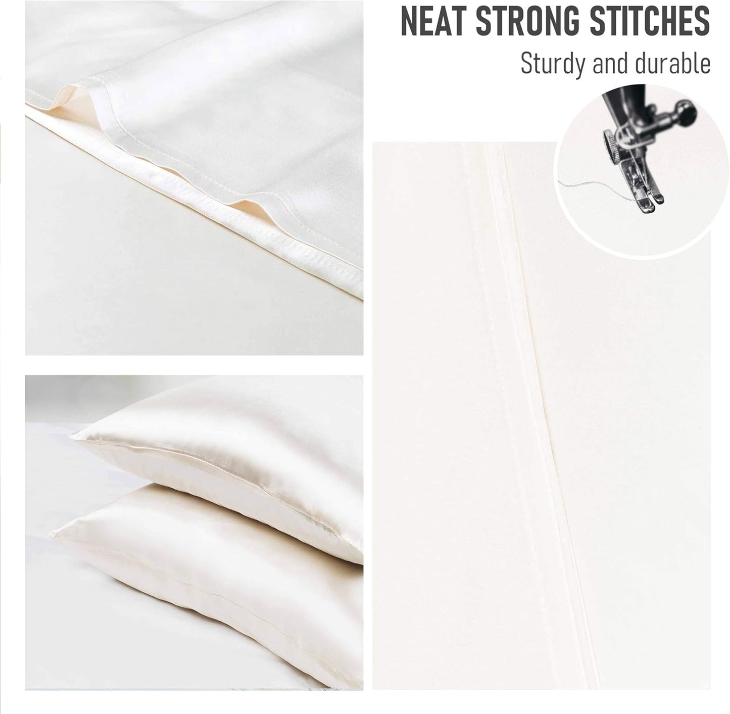 Tyfitb Satin Pillowcase for Hair and Skin, Beige Pillowcases Set of 2, Cooling Pillow Cases Queen Size(20×30 Inches), Soft Luxury Satin Pillowcase with Envelope Closure