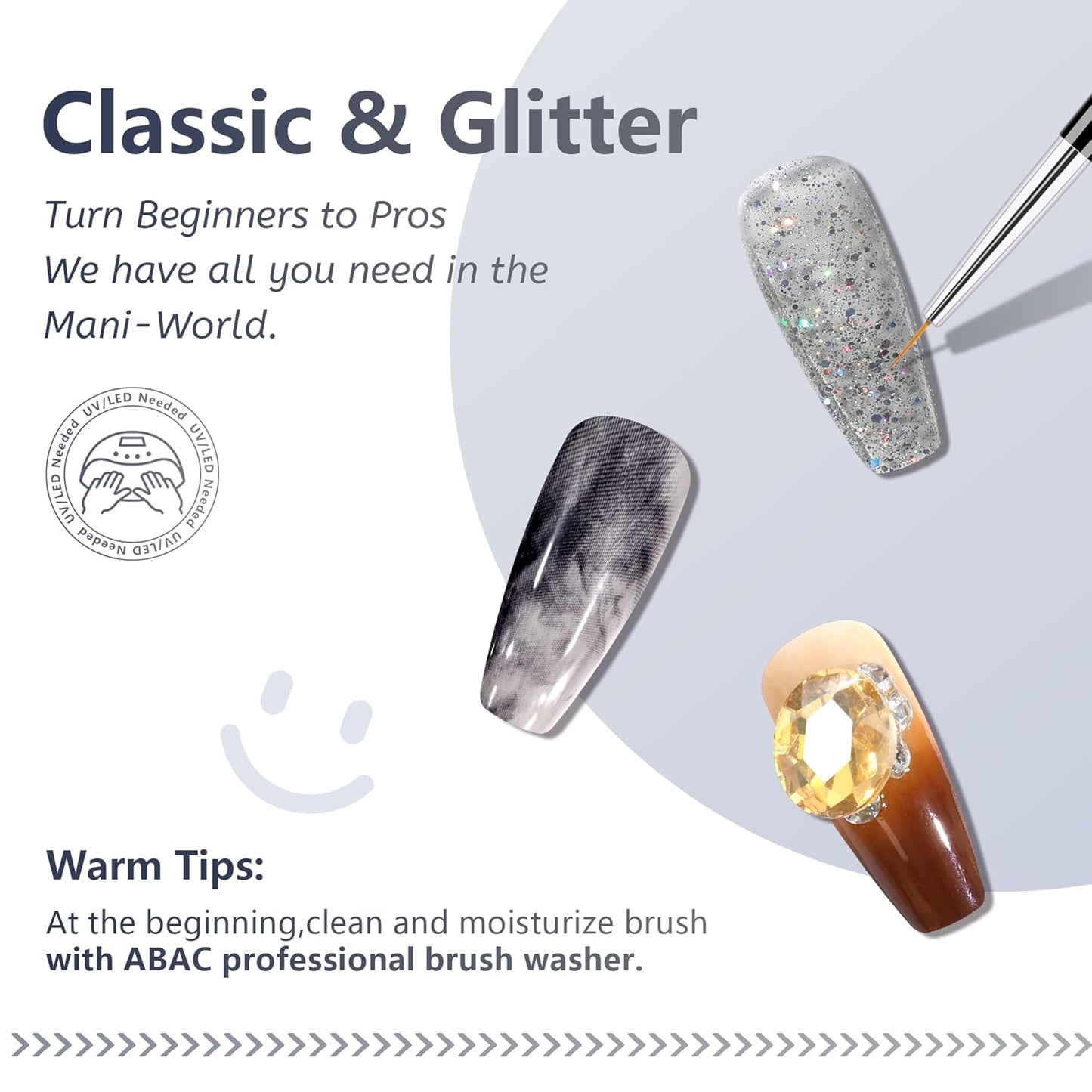 ABAC Fall & Winter Solid Gel Polish Set,Ombre Gel Nail Polish,Pat Paint Nail Art-Brown Gray Blue Glitter Colors w/Pro Brush No-Spill,Hema-Free Nail Kit for Women Industrial Wave Collection