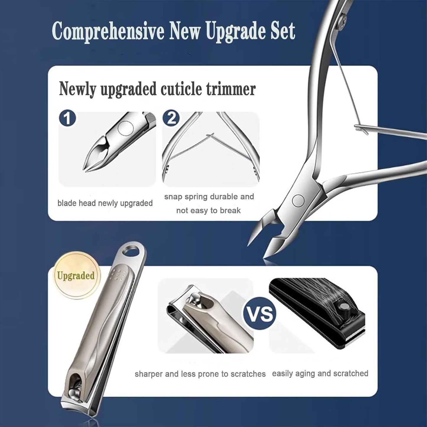 Manicure Set,Professional Nail Care Manicure Pedicure Kit,11 in 1 Stainless Steel Nail Clipper Set Grooming Tool with Exquisite Leather Travel Case for Men&Women