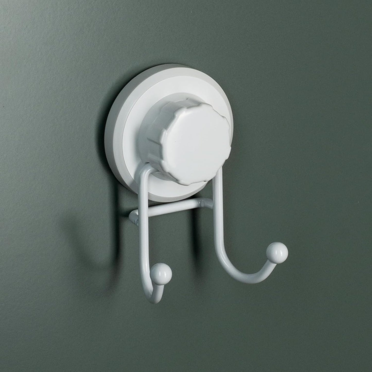 HASKO Suction Cup Hooks for Shower Wall, Removable Towel Hooks for bathrooms, Includes Optional No Drill Adhesive Mount for Inside Shower, Rustproof Stainless Steel - 2 Pack, White