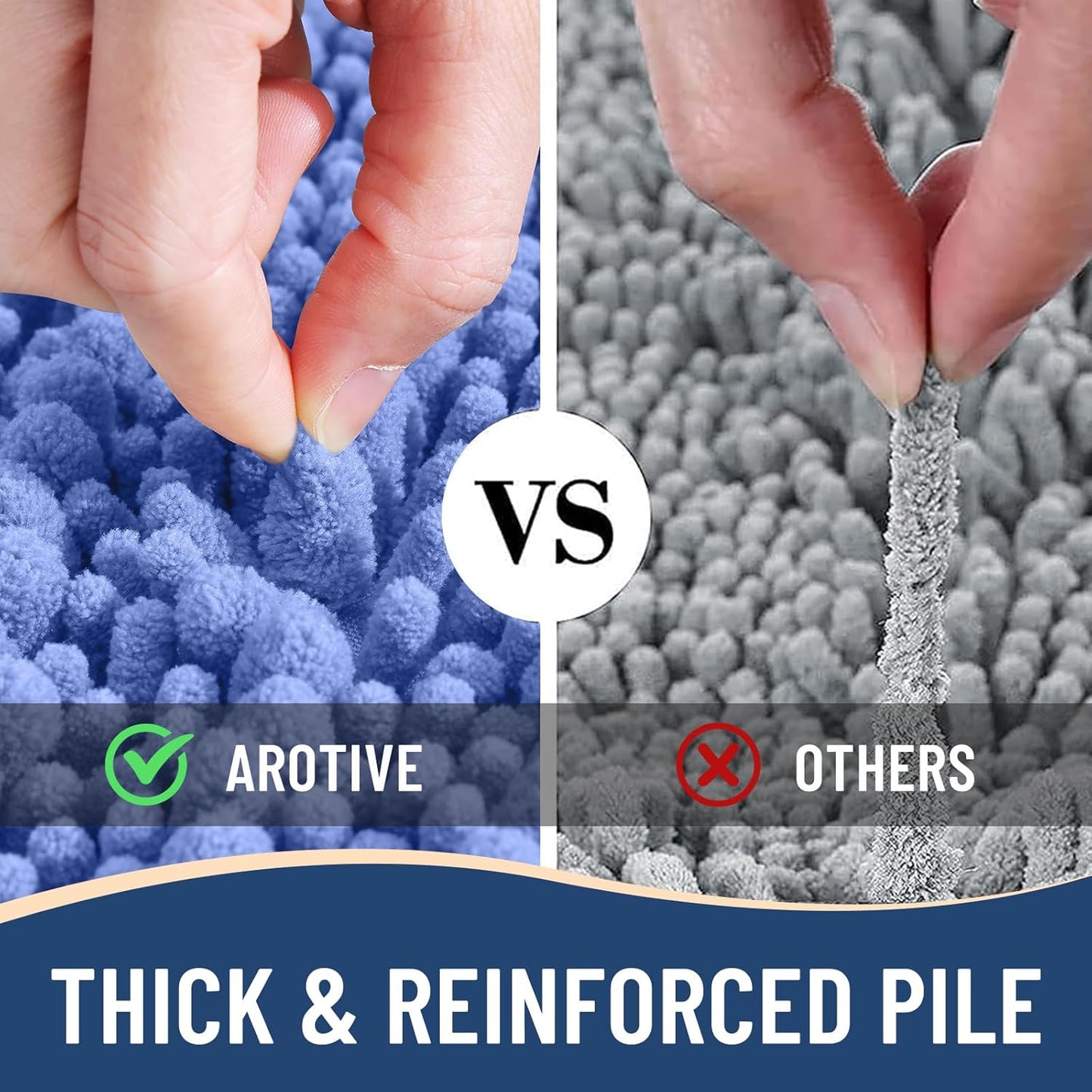 Arotive Luxury Chenille Bathroom Rug Mat, Extra Soft Thick Absorbent Shaggy Bath Rugs, Non-Slip Machine Wash Dry, Plush Bath Mats for Bathroom, Shower and Tub, 30x20, Cornflower Blue