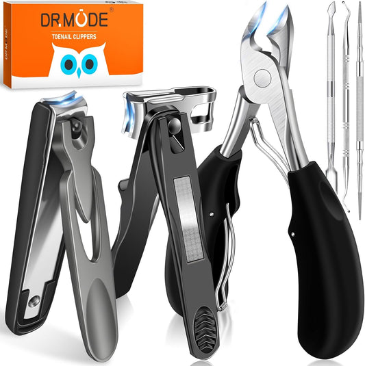 Toenail Clippers for Seniors Thick Toenails, DRMODE Heavy Duty Toe Nail Clippers for Men Thick Ingrown Nails with Wide Opening, Large 360 Degree Rotary Anti-Splash Finger Nail Clippers Adult w Catcher
