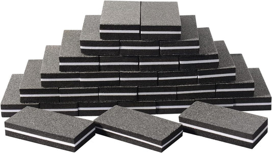 Buffer Block Nail File, 100/180 Grit Sponge Nail Buffers for Acrylic Nails, Mini Buffing Block Double Sided for Manicure Tools 30 Count - Black