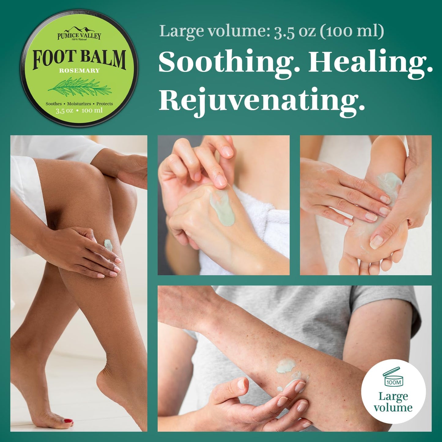 Pumice Valley Foot Balm Cream for Dry Cracked Heels and Feet - Natural Foot Moisturizer Balm for Calluses and Dry Feet Treatment - Rosemary Foot Lotion 3.5 Oz