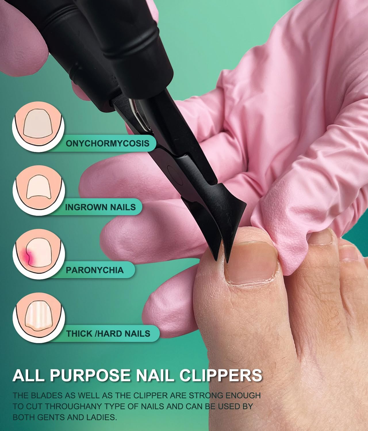 Wide Jaw Thick Toenail Clippers Thick Nails, Podiatrist Ingrown Toe Nail Tool Kit for Men Seniors Professional Sharp Heavy Duty Nail Cutter Set, Anti-Slip Handle Nails Trimmer