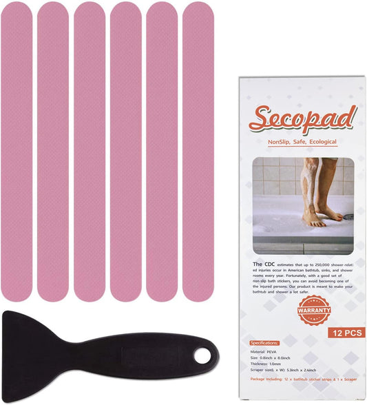 Anti Slip Shower Stickers, Safety Bathtub Strips Adhesive Decals with Premium Scraper for Bath Tub Shower Stairs Ladders Boats