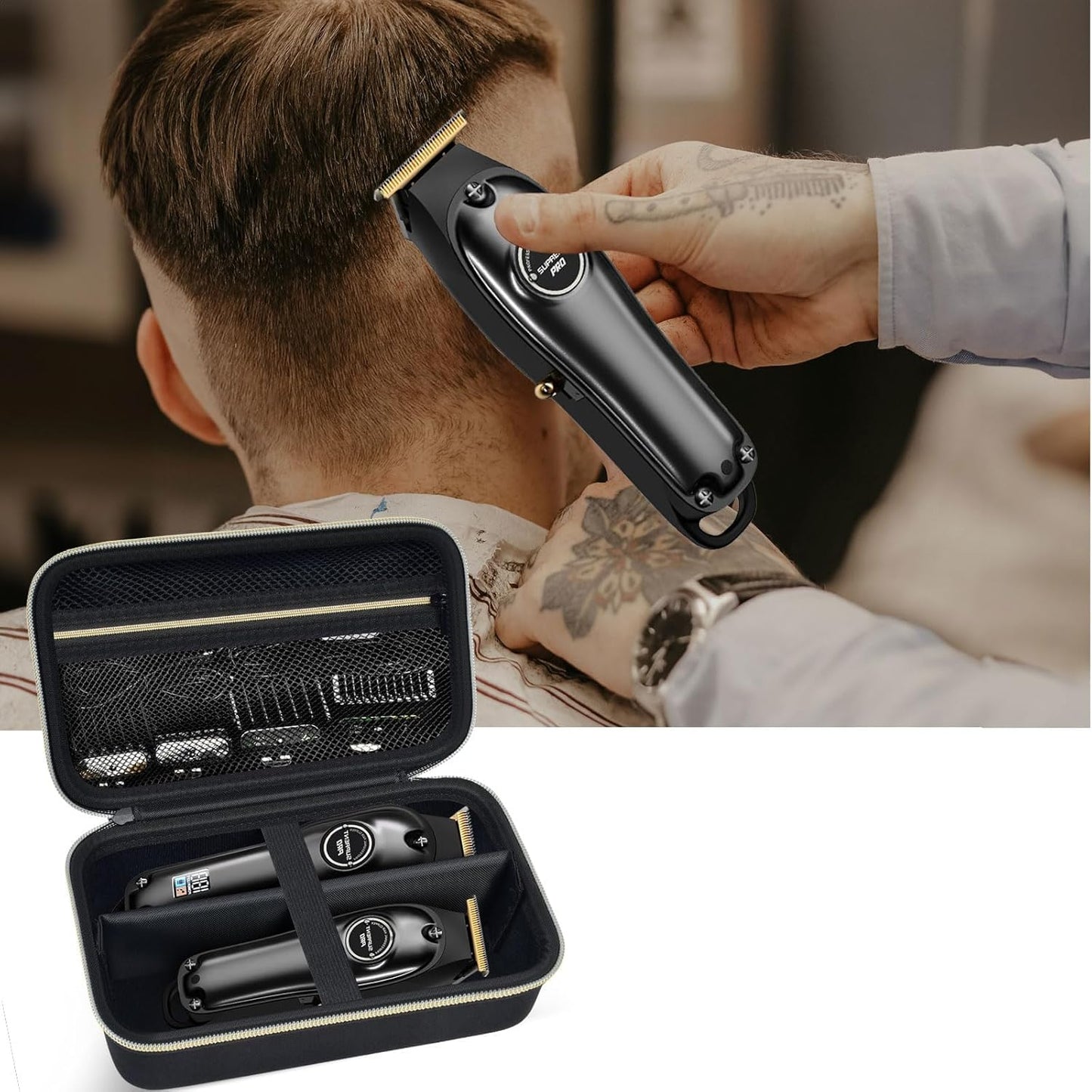 Case Compatible with KIKIDO for Novah for GLAKER for Ufree for FADEKING for GSKY for Romanda Professional Hair Clippers, Beard Trimmer Grooming Storage Holder for Hair Trimmers Set (Box Only) -Black